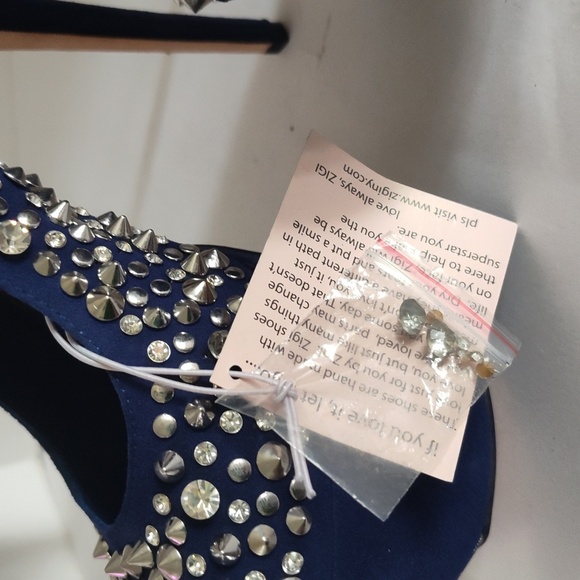 Blue ZigiNY Black Label Brink Studded Platform Pumps Stiletto Size 7 - Picture 4 of 16